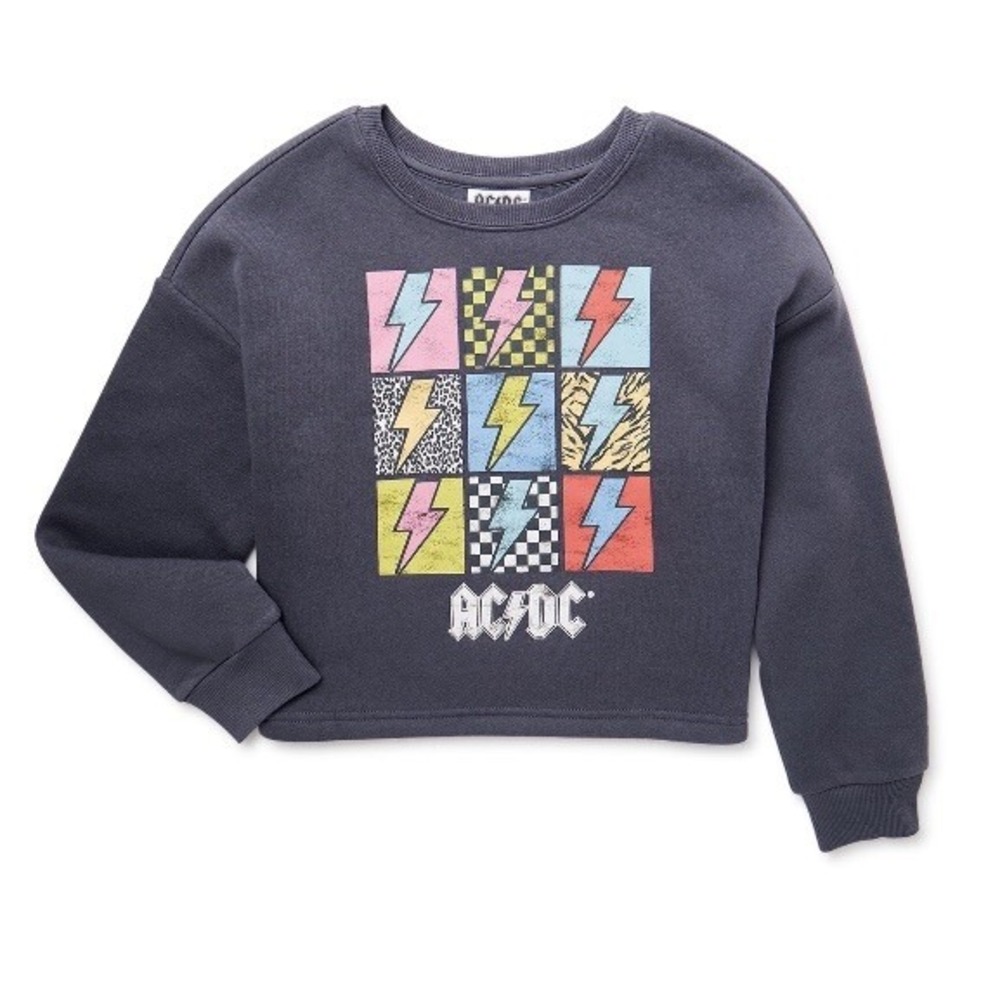 Grayson Social Girls ACDC Graphic Crewneck Sweatshirt Small 6-6X New with Tags